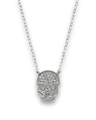 Micro Pave Diamond Skull Pendant Necklace