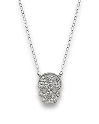 Micro Pave Diamond Skull Pendant Necklace