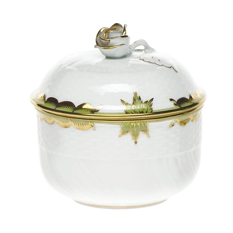 Herend Princess Victoria Green Covered Sugar Bowl
