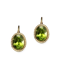 14K Yellow Gold Bezel Set Medium Drop Earrings with Peridot