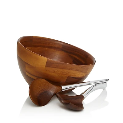 Nambe Luna Salad Bowl & Servers - Exclusive