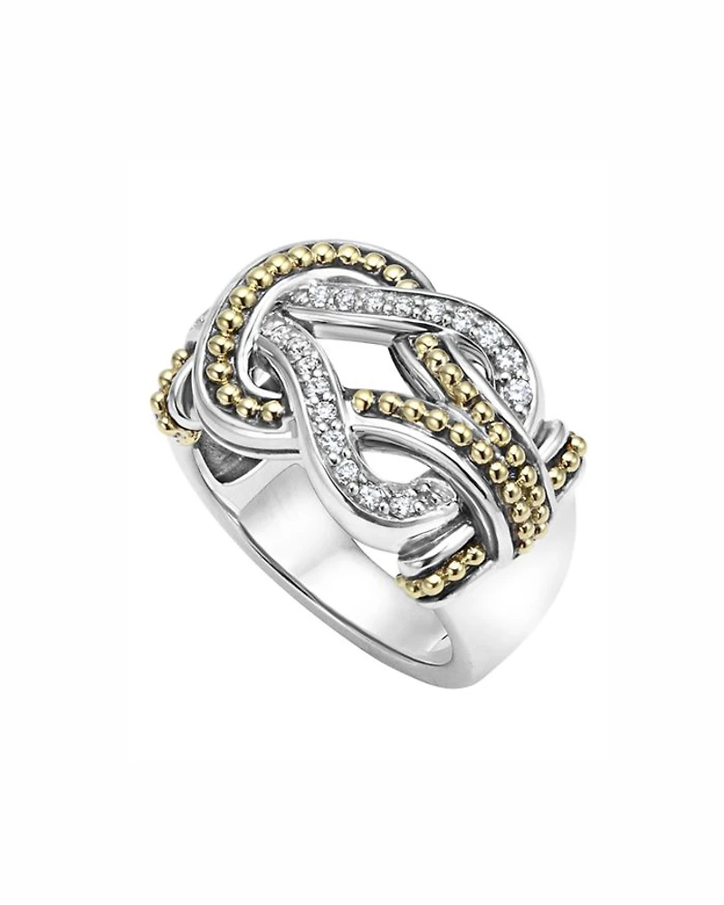 LAGOS Sterling Silver and 18K Gold Newport Diamond Ring