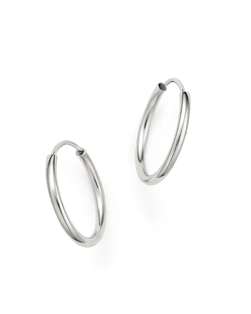 14K White Gold Endless Hoop Earrings