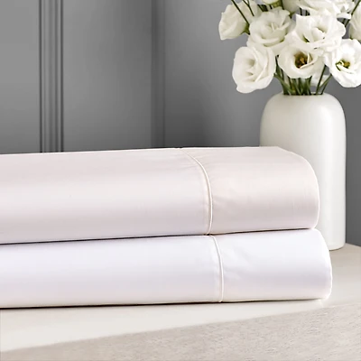 Hudson Park Collection 500TC Sateen Wrinkle-Resistant Extra Deep Flat Sheet, Queen