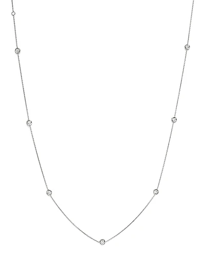 Roberto Coin 18K White Gold Bezel Diamond Station Necklace, 18