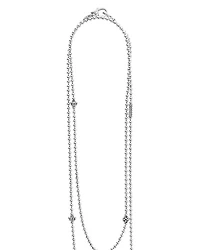 Sterling Silver Chain Necklace with Caviar Icon Stations, 36"