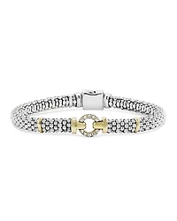18K Gold and Sterling Silver Caviar and Diamonds Rope Bracelet, 6mm