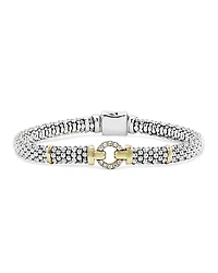 Lagos 18K Gold and Sterling Silver Caviar and Diamonds Rope Bracelet