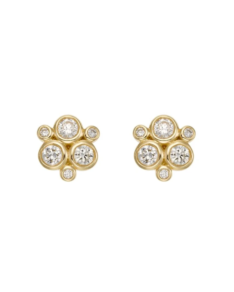 18K Yellow Gold Classic Trio Earrings with Diamonds
