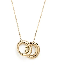 14K Yellow Gold Double Interlocked Circle Chain Necklace, 17