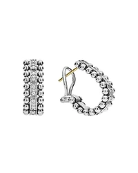 Sterling Silver Caviar Spark Diamond Oval Hoop Earrings