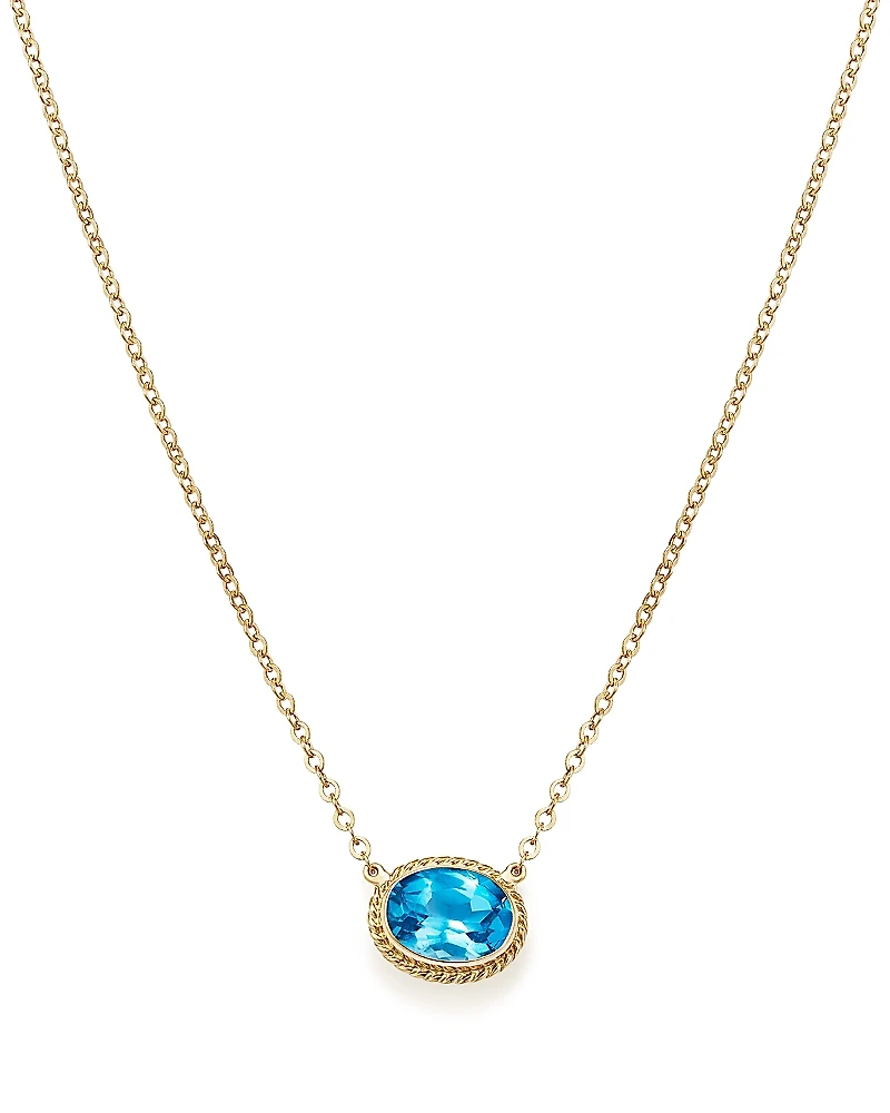 Blue Topaz Bezel Pendant Necklace