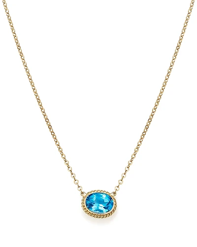 Blue Topaz Bezel Pendant Necklace