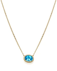 Blue Topaz Bezel Pendant Necklace