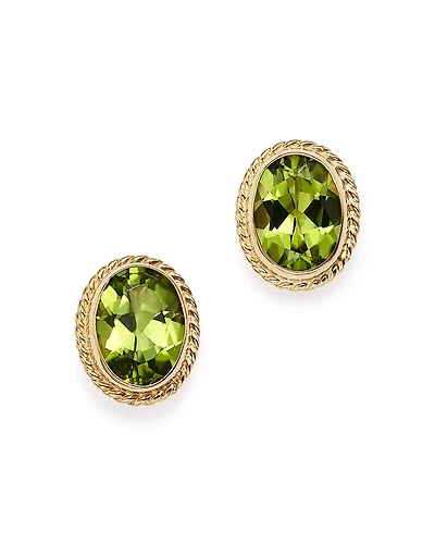 Peridot Oval Bezel Stud Earrings