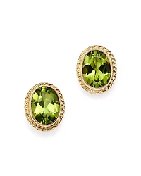 Peridot Oval Bezel Stud Earrings