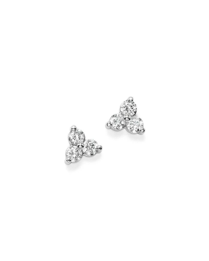 Diamond Trio Stud Earrings 14K White Gold, 0.20-2.0 tcw