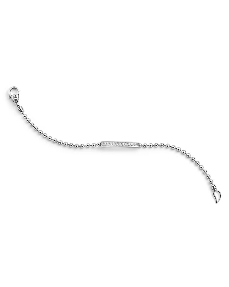 Sterling Silver Caviar Spark Diamond Bar Chain Bracelet