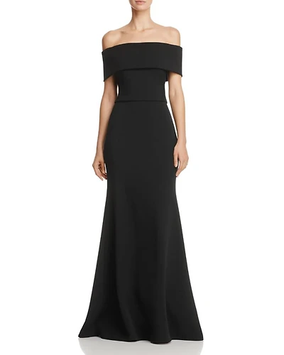 Off-the-Shoulder Scuba Crepe Gown - Exclusive