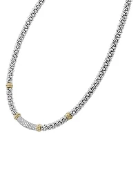 18K Gold & Sterling Silver Diamond Lux Single Station Necklace, 16"