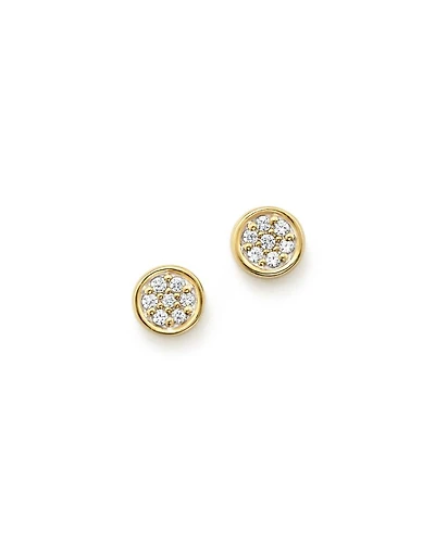 Diamond Bezel Set Small Stud Earrings in 14K Yellow Gold, .10 tcw