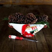 Old St. Nick with Presents Handled Oval Bowl