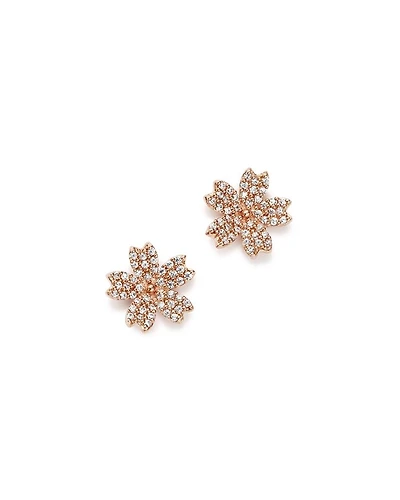 Diamond Flower Small Stud Earrings in 14K Rose Gold, 0.25 tcw