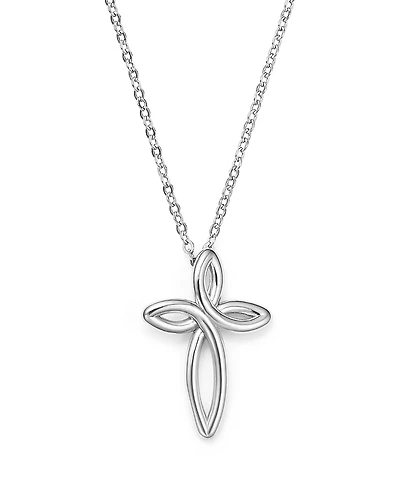 Bloomingdale's Fine Collection Sterling Silver Looped Cross Pendant Necklace, 18