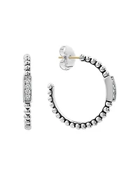 Sterling Silver Caviar Spark Diamond Hoop Earrings