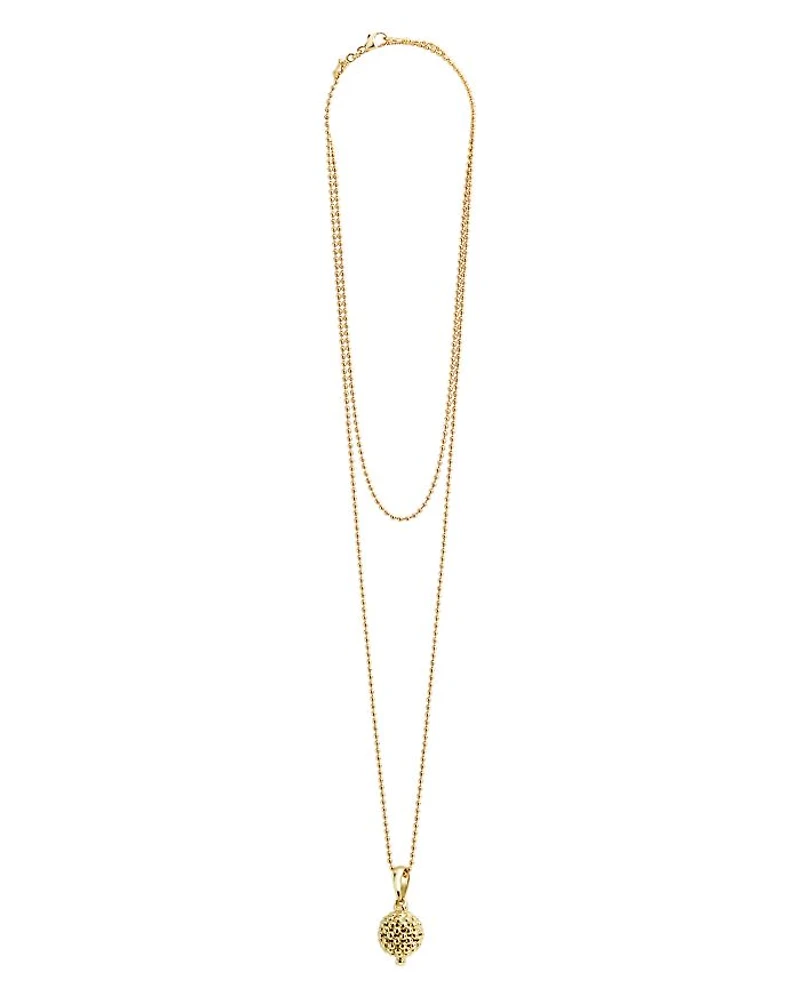 Caviar Gold Collection 18K Gold Ball Pendant Necklace, 30"