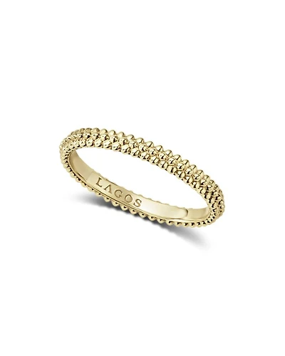 Caviar Gold Collection 18K Triple Beaded Stacking Ring