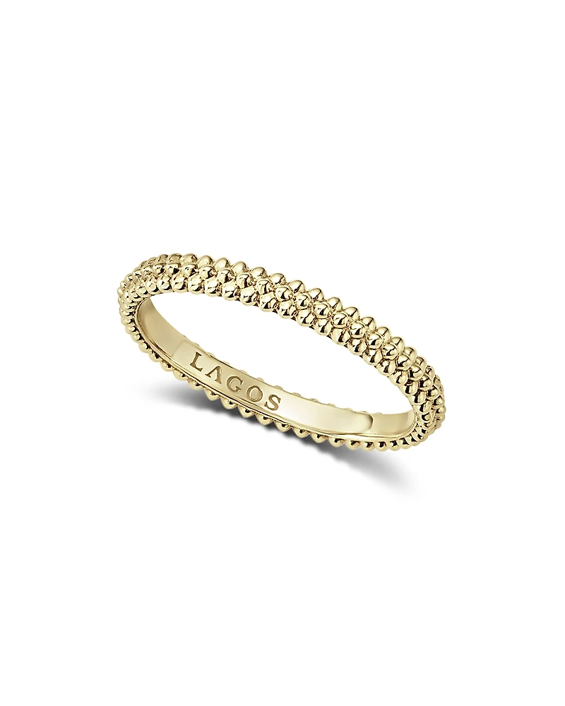 Lagos Caviar Gold Collection 18K Gold Triple Beaded Stacking Ring