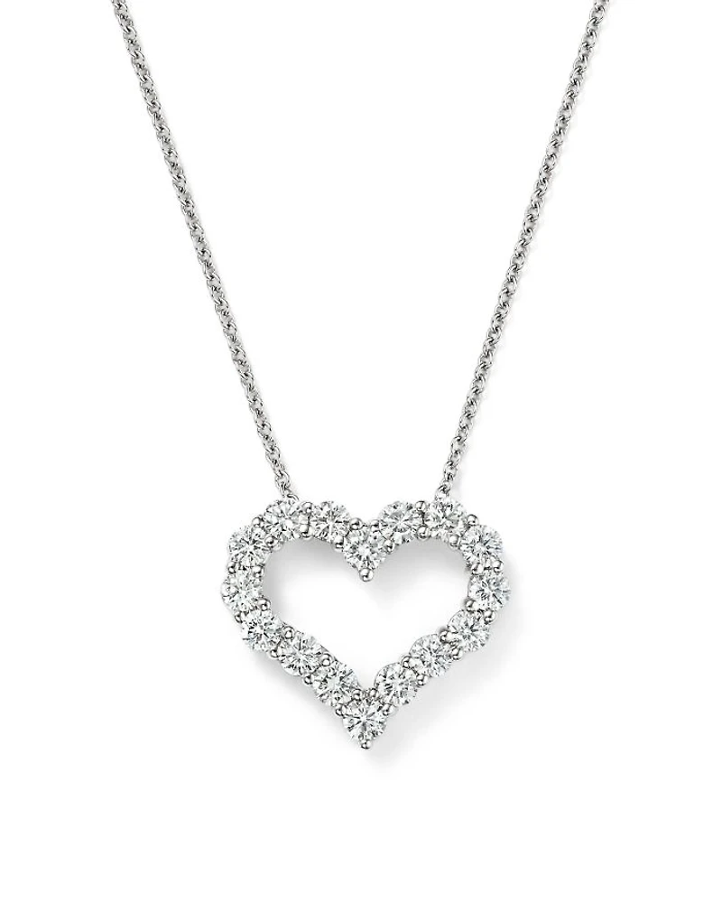 Diamond Heart Pendant Necklace 14K White Gold, 0.25-1.0 tcw