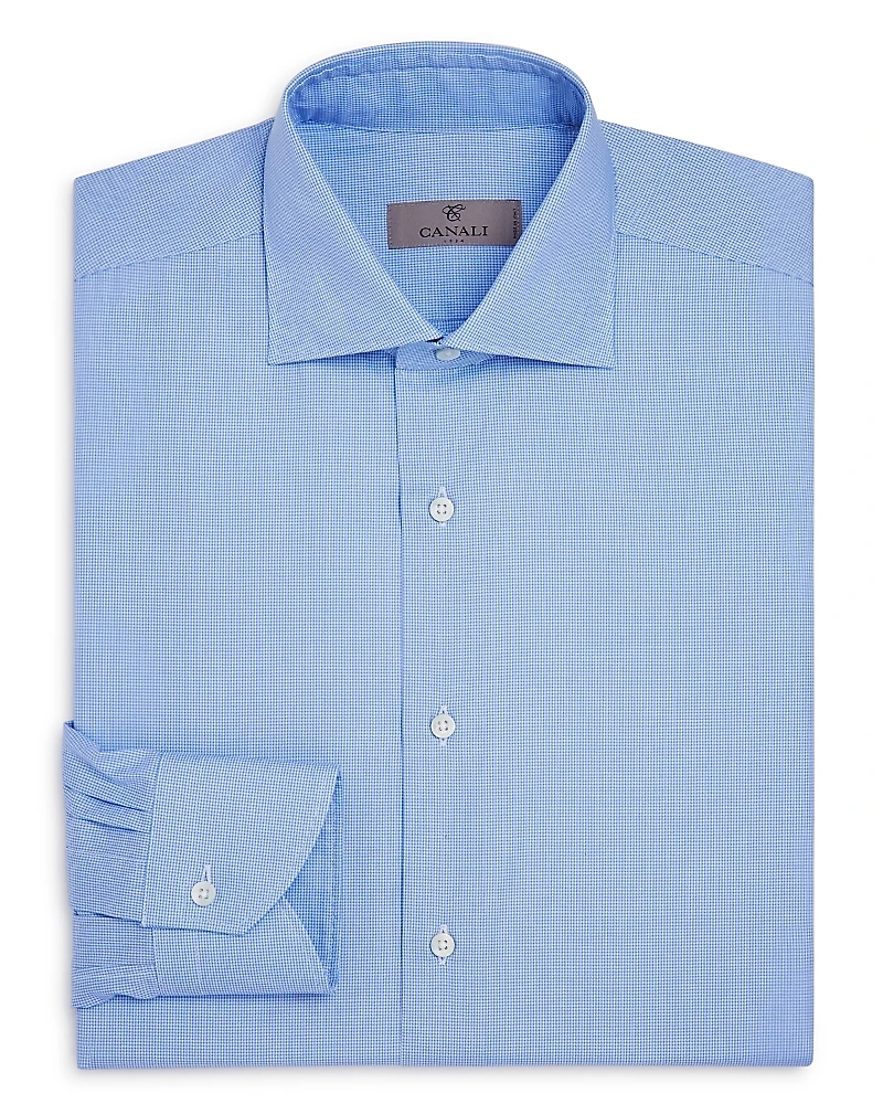 Canali Crosshatch Textured Solid Regular Fit Dress Shirt