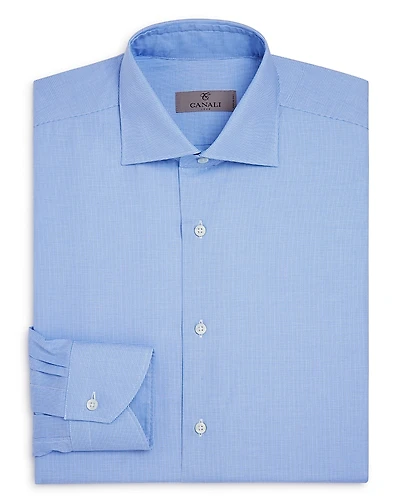 Canali Crosshatch Textured Solid Regular Fit Dress Shirt
