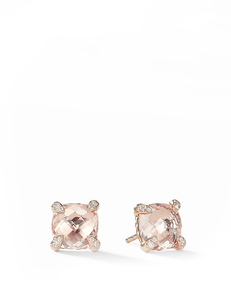 David Yurman Chatelaine Stud Earrings with Morganite & Diamonds