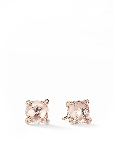 David Yurman Chatelaine Stud Earrings with Morganite & Diamonds