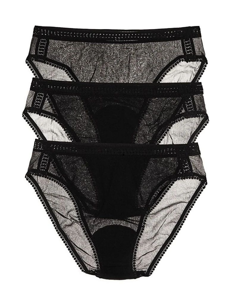 Gossamer Mesh Hip High-Cut Briefs, Set of 3