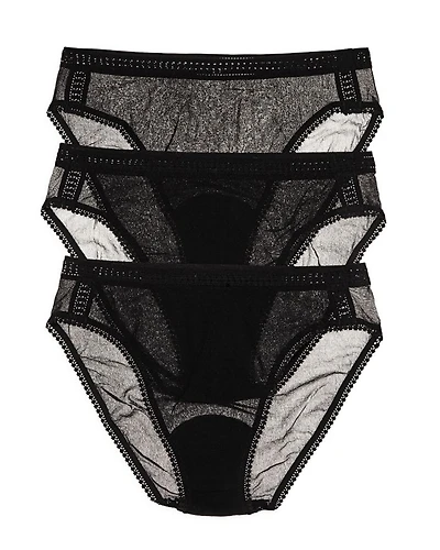 Gossamer Mesh Hip High-Cut Briefs, Set of 3