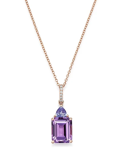 Bloomingdale's Fine Collection Amethyst & Tanzanite Pendant Necklace