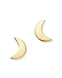 Small Moon Stud Earrings in 14K Yellow Gold - Exclusive