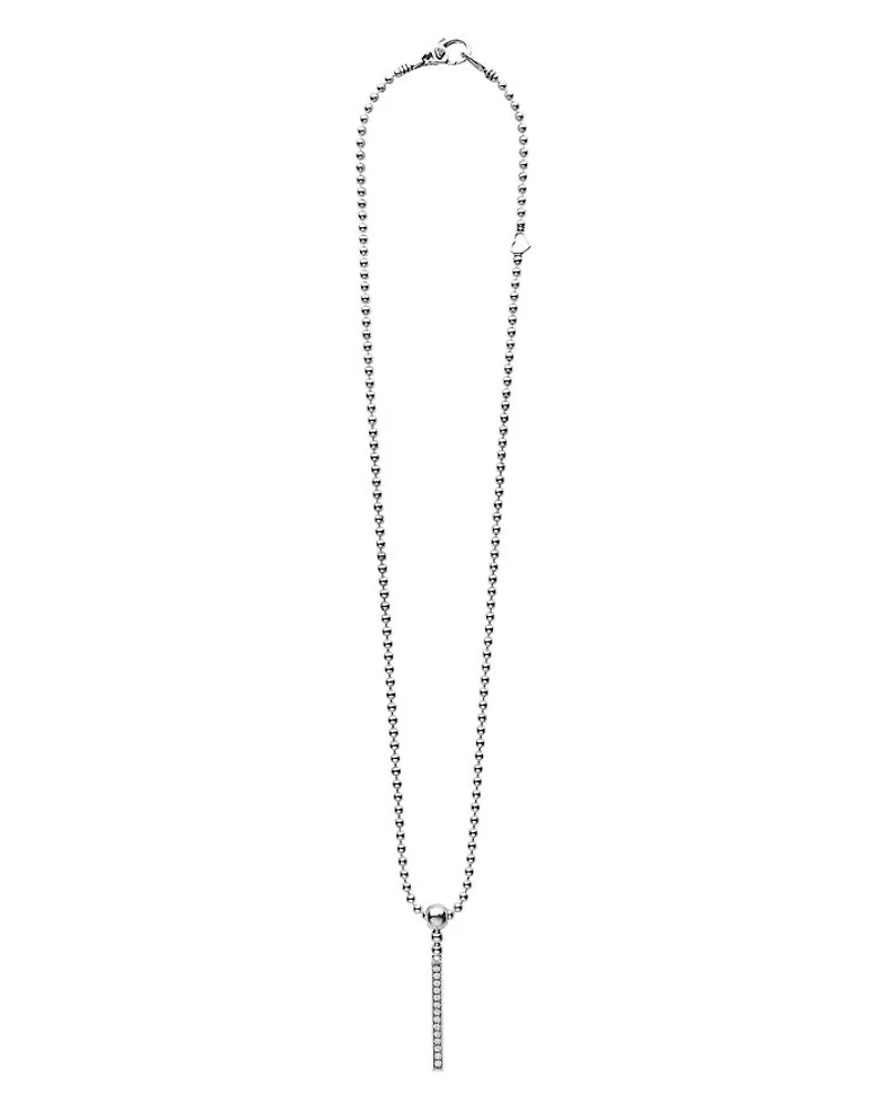 Sterling Silver Caviar Spark Diamond Stick Pendant Necklace, 16"