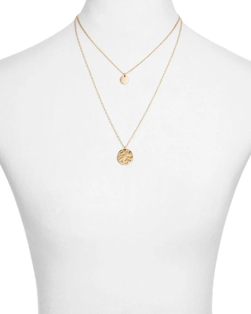 Layered Disc Pendant Necklace, 16"-22" - Exclusive