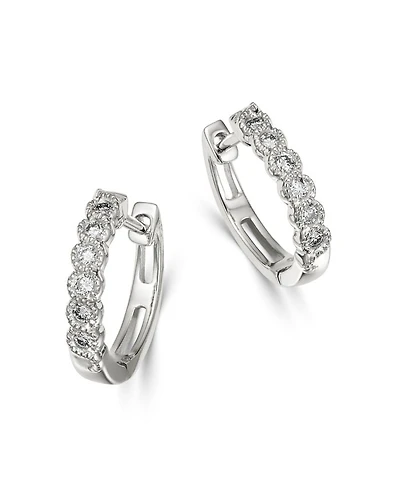 Diamond Milgrain Huggie Hoop Earrings in 14K Gold