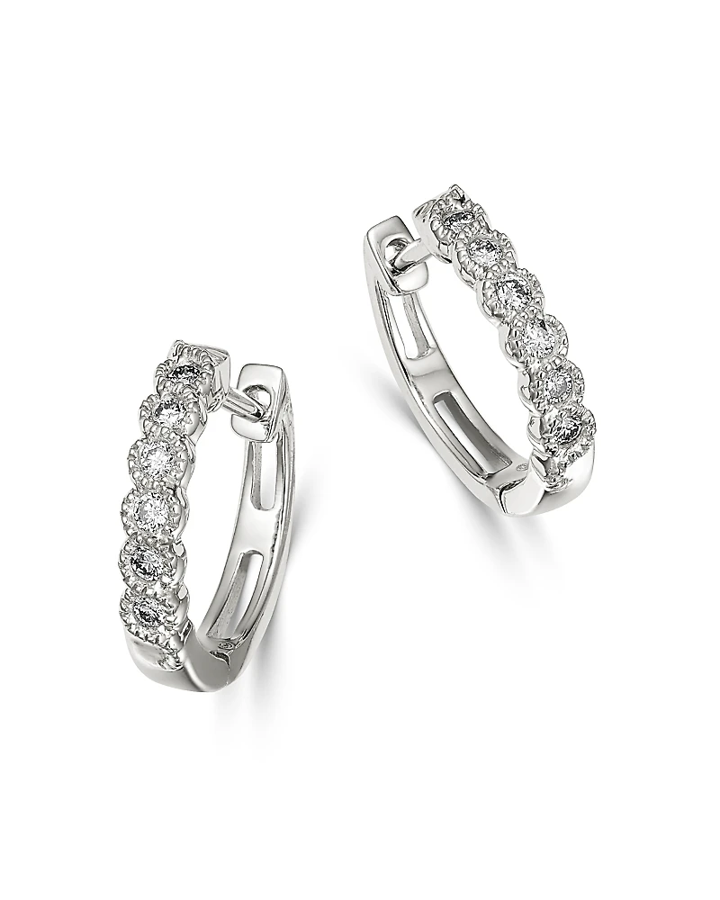 Bloomingdale's Fine Collection Diamond Milgrain Huggie Hoop Earrings