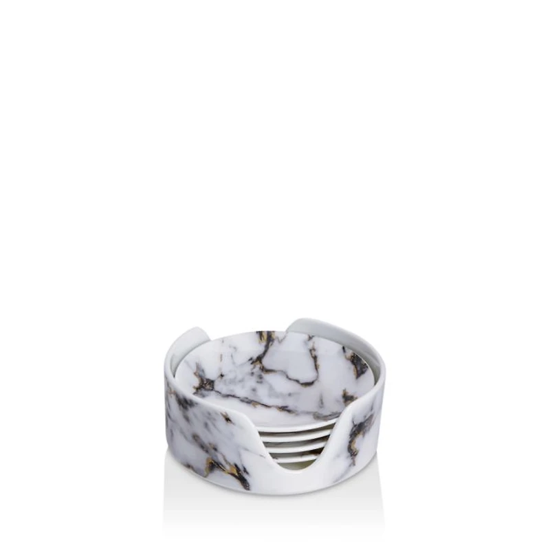 Marble Venice Fog Coasters & Holder, Set of 4