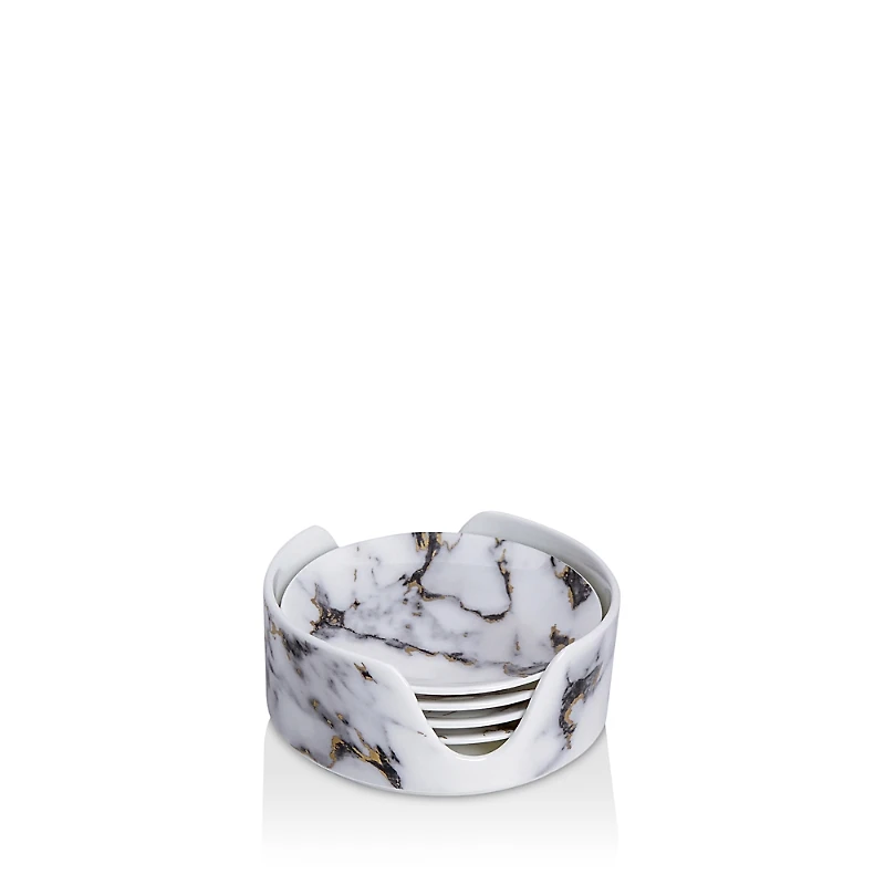 Prouna Marble Venice Fog Coasters & Holder, Set of 4