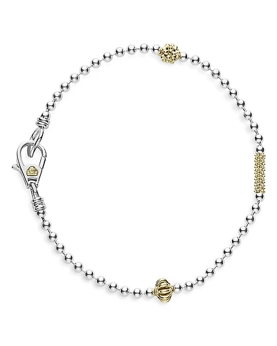 Lagos 18K Yellow Gold & Sterling Silver Caviar Icon Beaded Bracelet