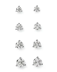 Diamond Stud Earrings 3-Prong Martini Set 14K White Gold