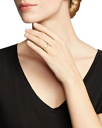 14K Yellow Gold Diamond Initial Signet Ring